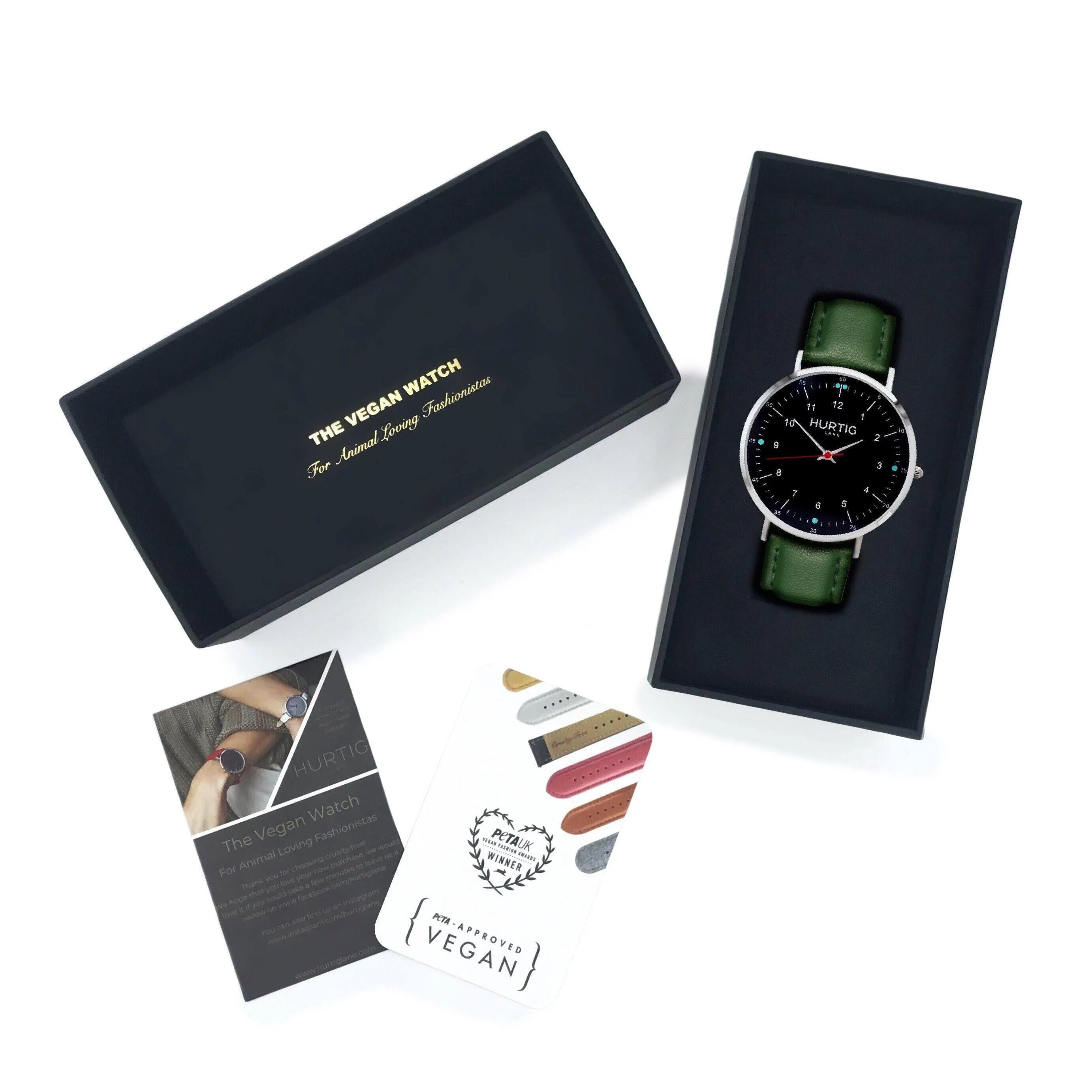 Moderno CACTUS Leather Watch Silver, Black & Green