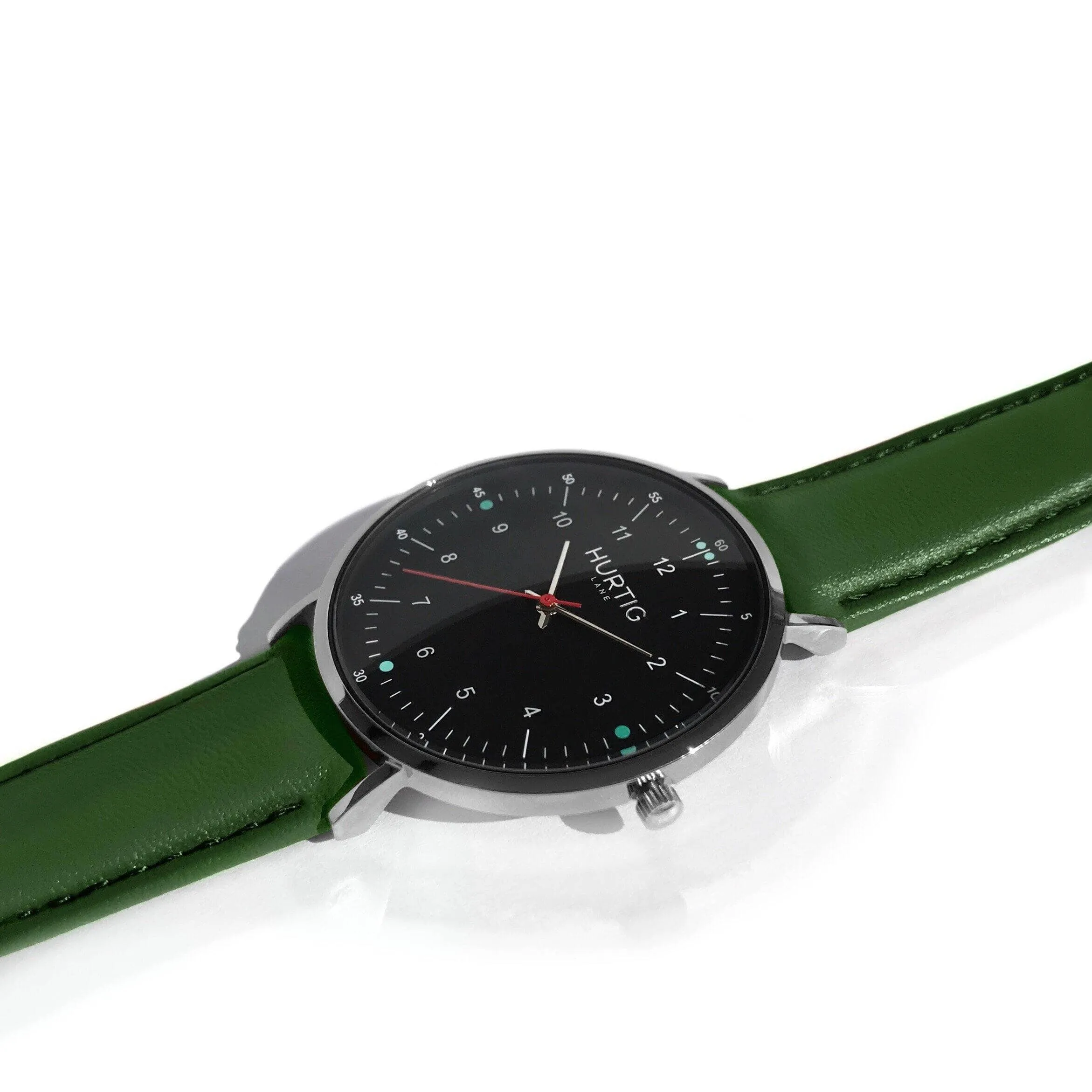 Moderno CACTUS Leather Watch Silver, Black & Green