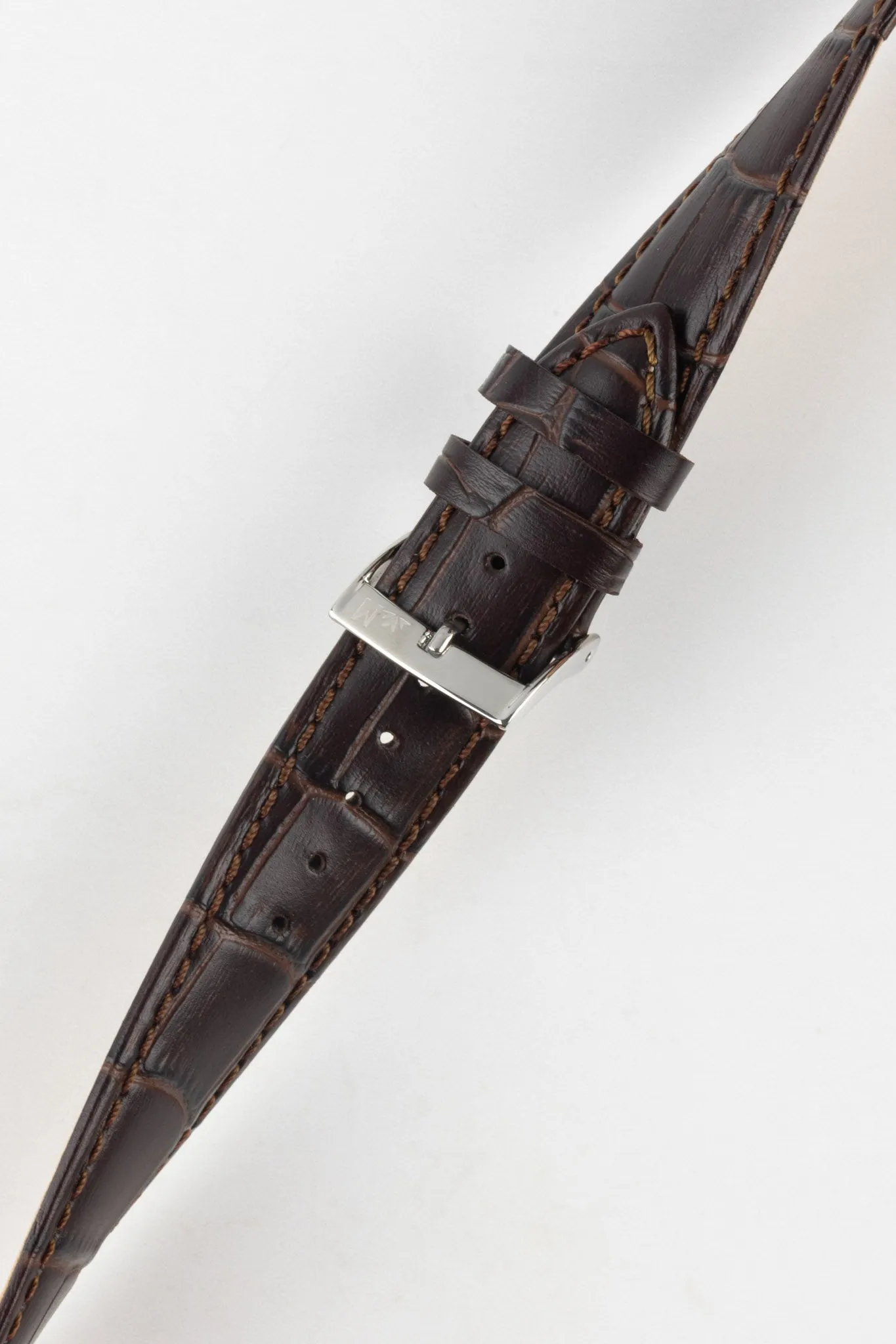 Morellato BOLLE Alligator-Embossed Calfskin Leather Watch Strap in BROWN
