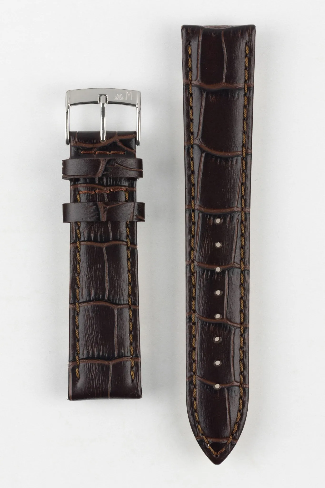 Morellato BOLLE Alligator-Embossed Calfskin Leather Watch Strap in BROWN