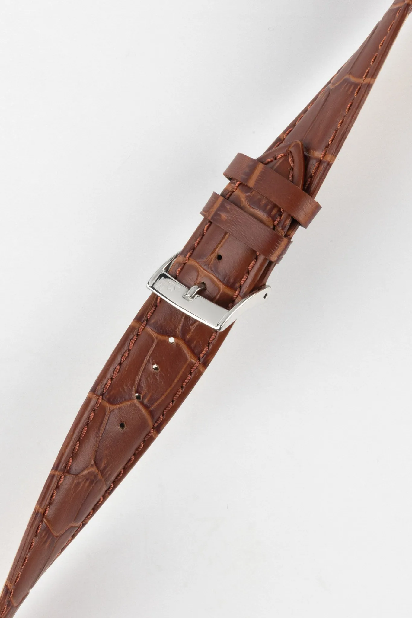 Morellato BOLLE Alligator-Embossed Calfskin Leather Watch Strap in GOLD BROWN