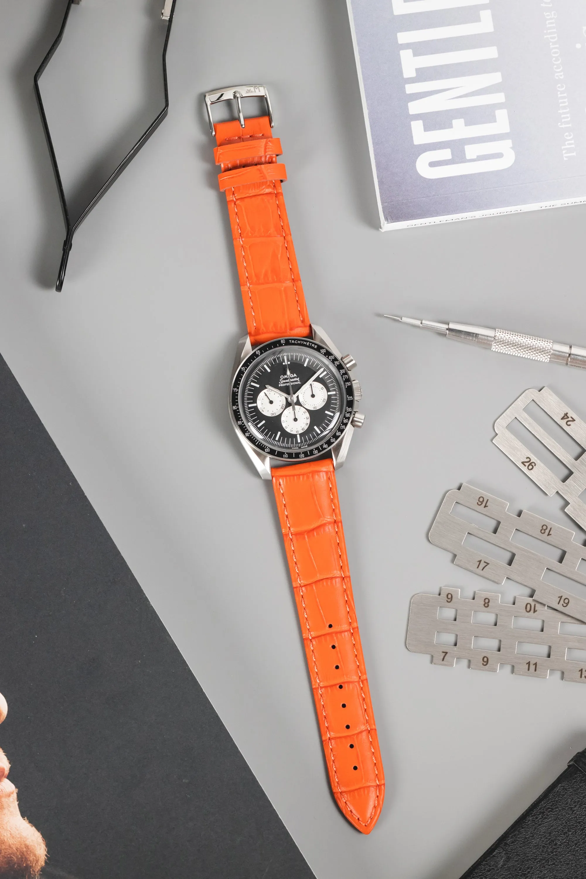 Morellato BOLLE Alligator-Embossed Calfskin Leather Watch Strap in ORANGE