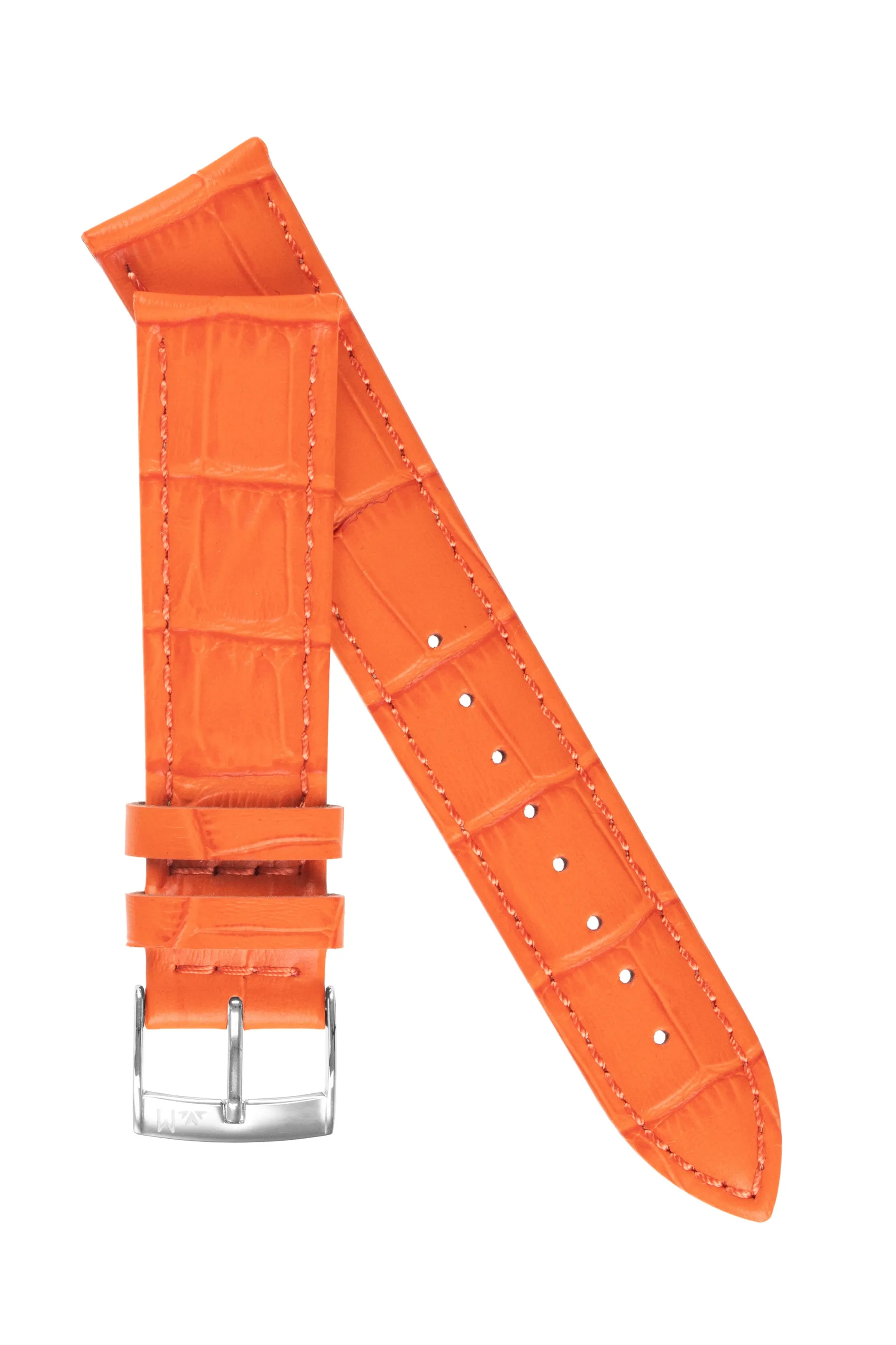 Morellato BOLLE Alligator-Embossed Calfskin Leather Watch Strap in ORANGE