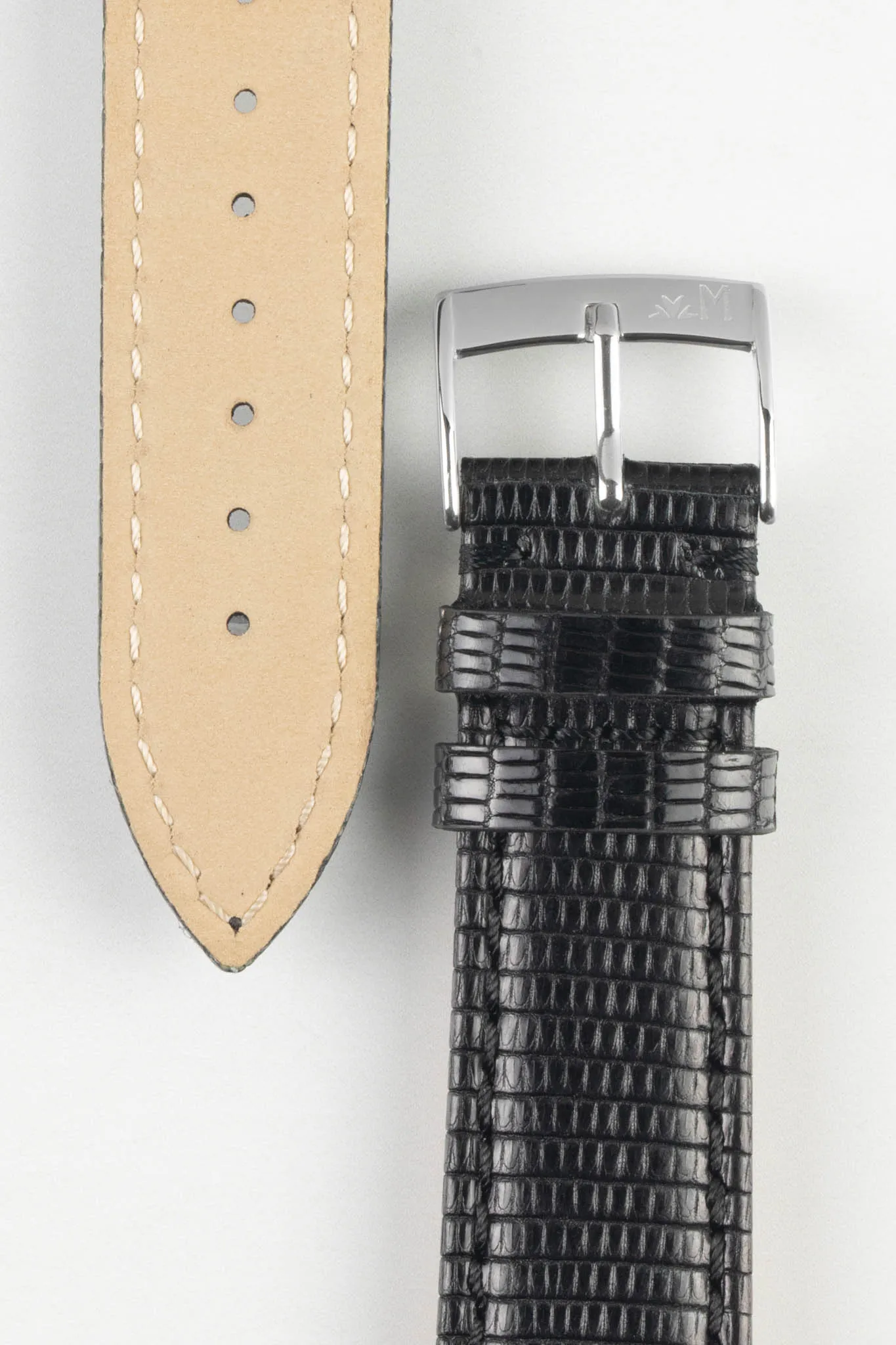 Morellato VIOLINO Genuine Lizard Skin Watch Strap in BLACK