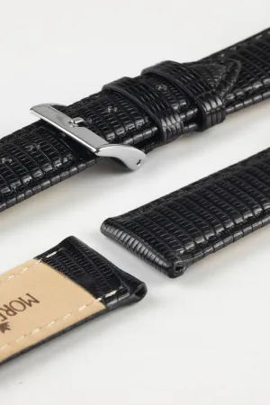 Morellato VIOLINO Genuine Lizard Skin Watch Strap in BLACK