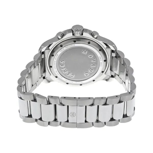 Movado 800 Series Silver Stainless Steel Black Dial Chronograph Quartz Watch for Gents - 2600110