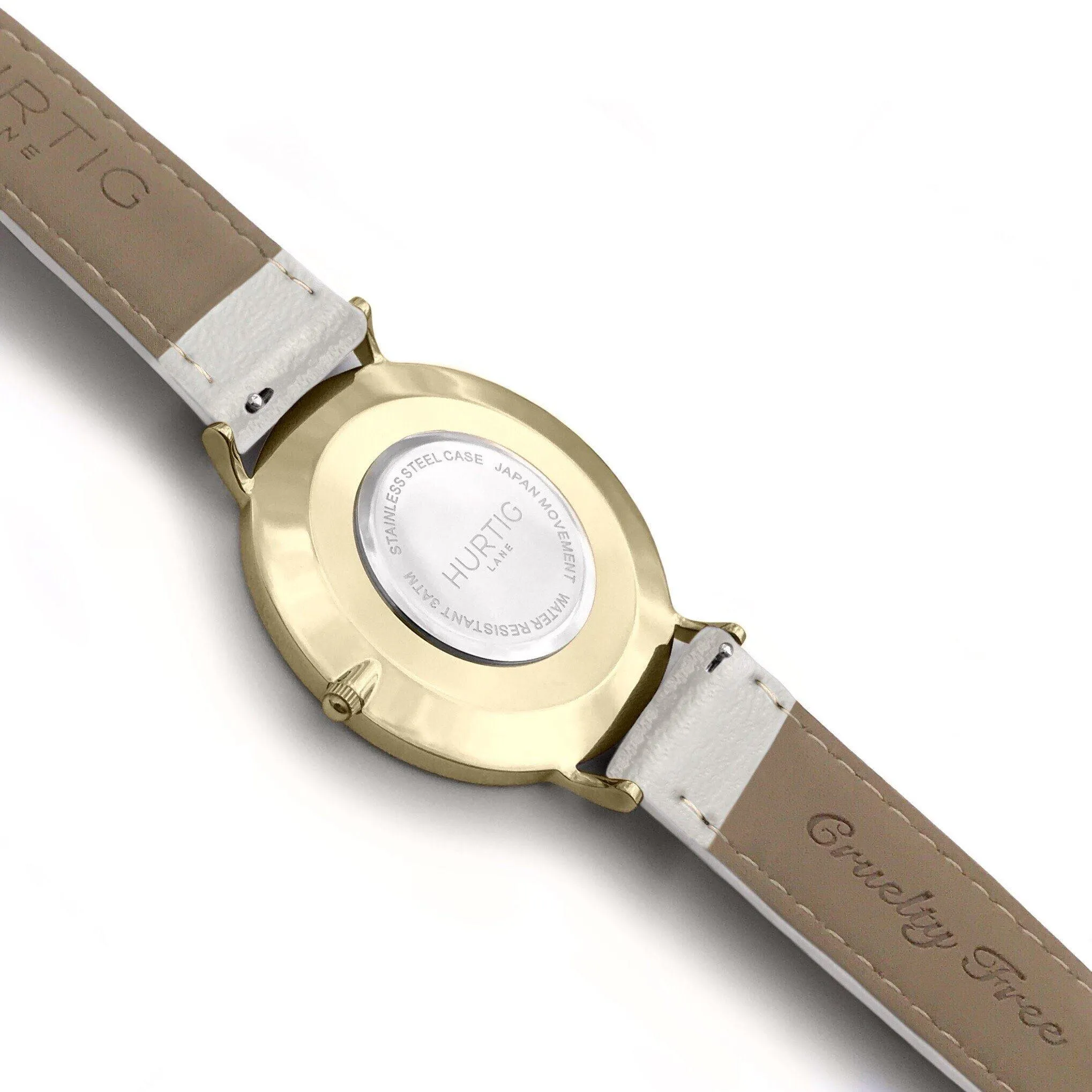 Mykonos Vegan Leather Watch Gold, Black & Cloud