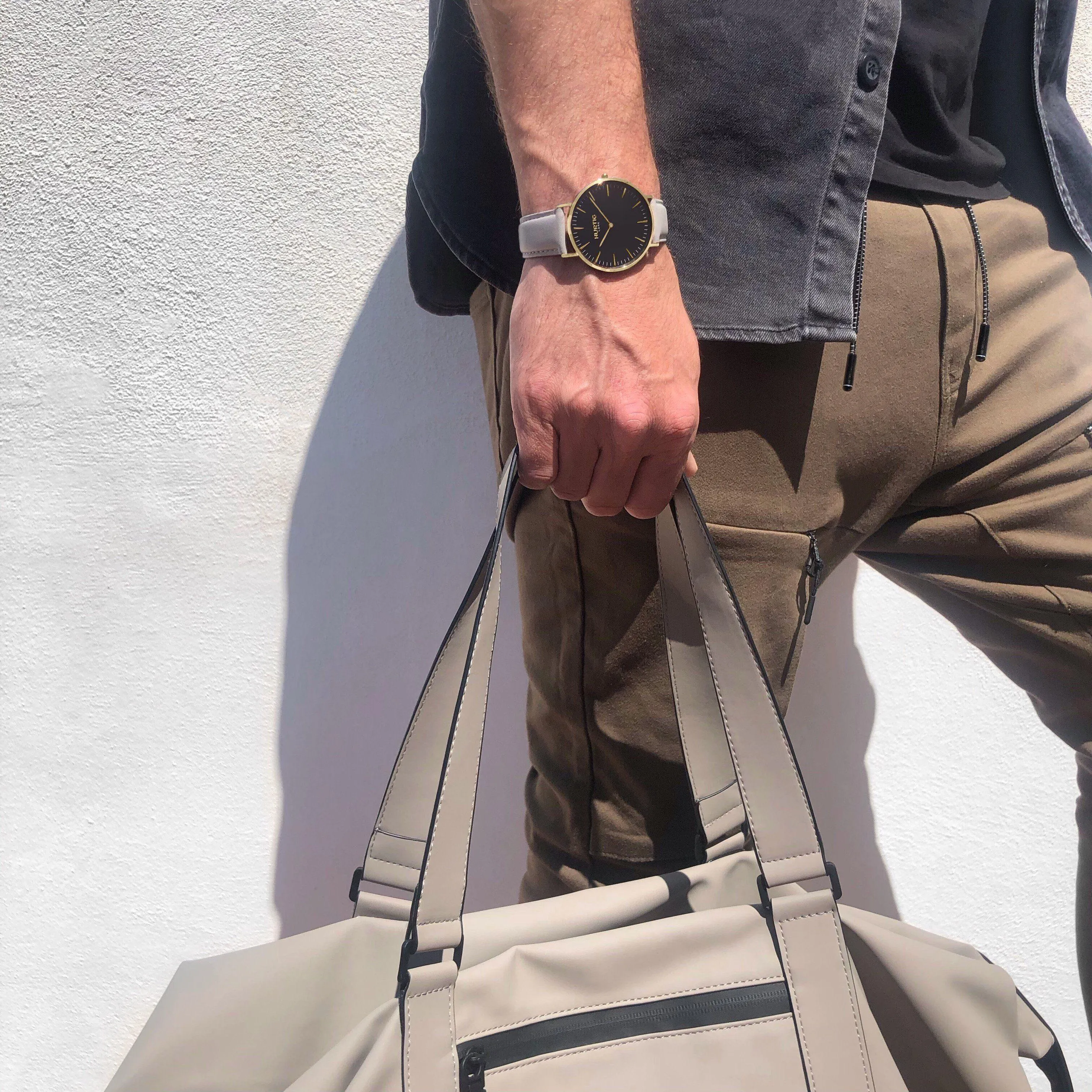 Mykonos Vegan Leather Watch Gold, Black & Cloud