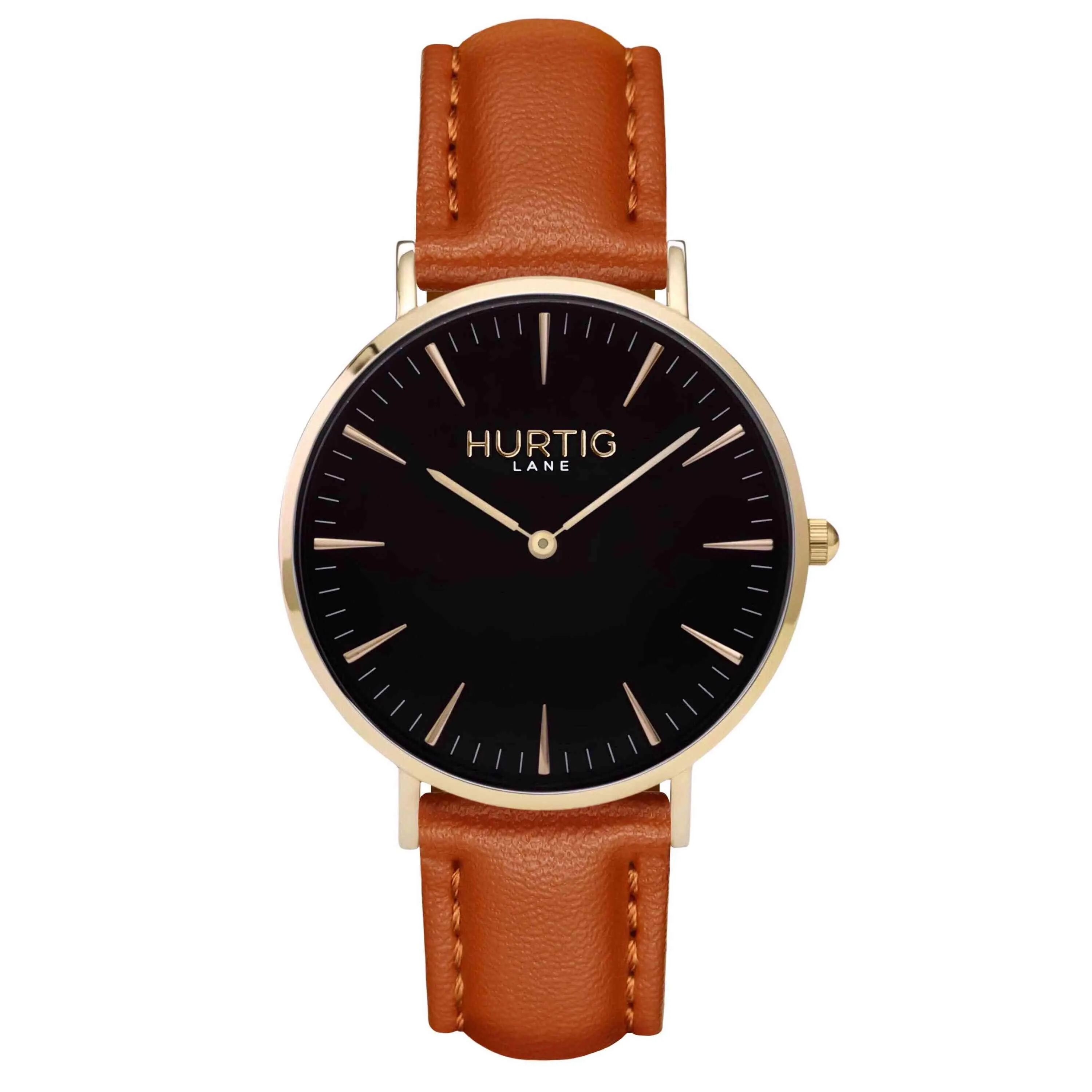 Mykonos Vegan Leather Watch Gold, Black & Coral