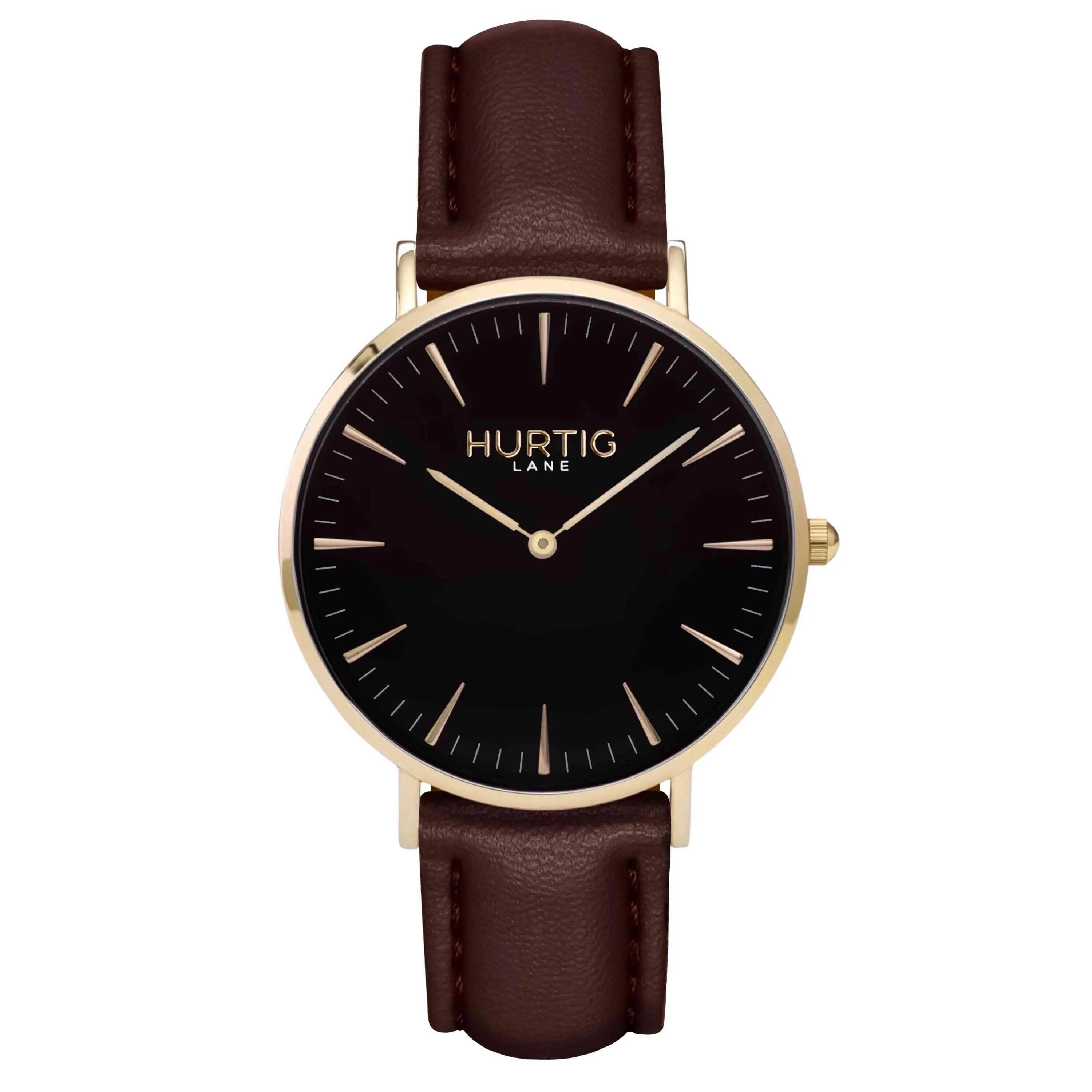 Mykonos Vegan Leather Watch Gold, Black & Coral