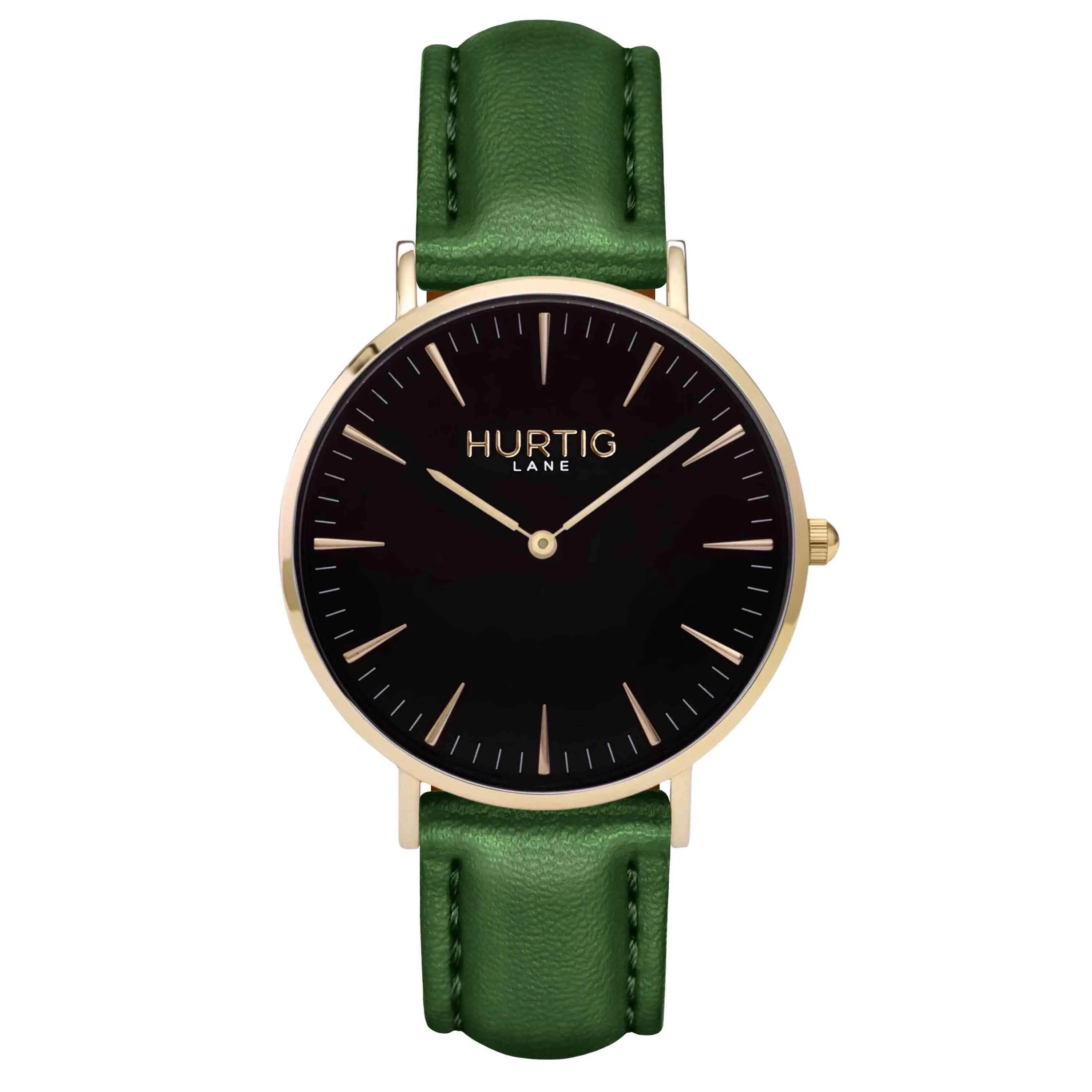 Mykonos Vegan Leather Watch Gold, Black & Coral