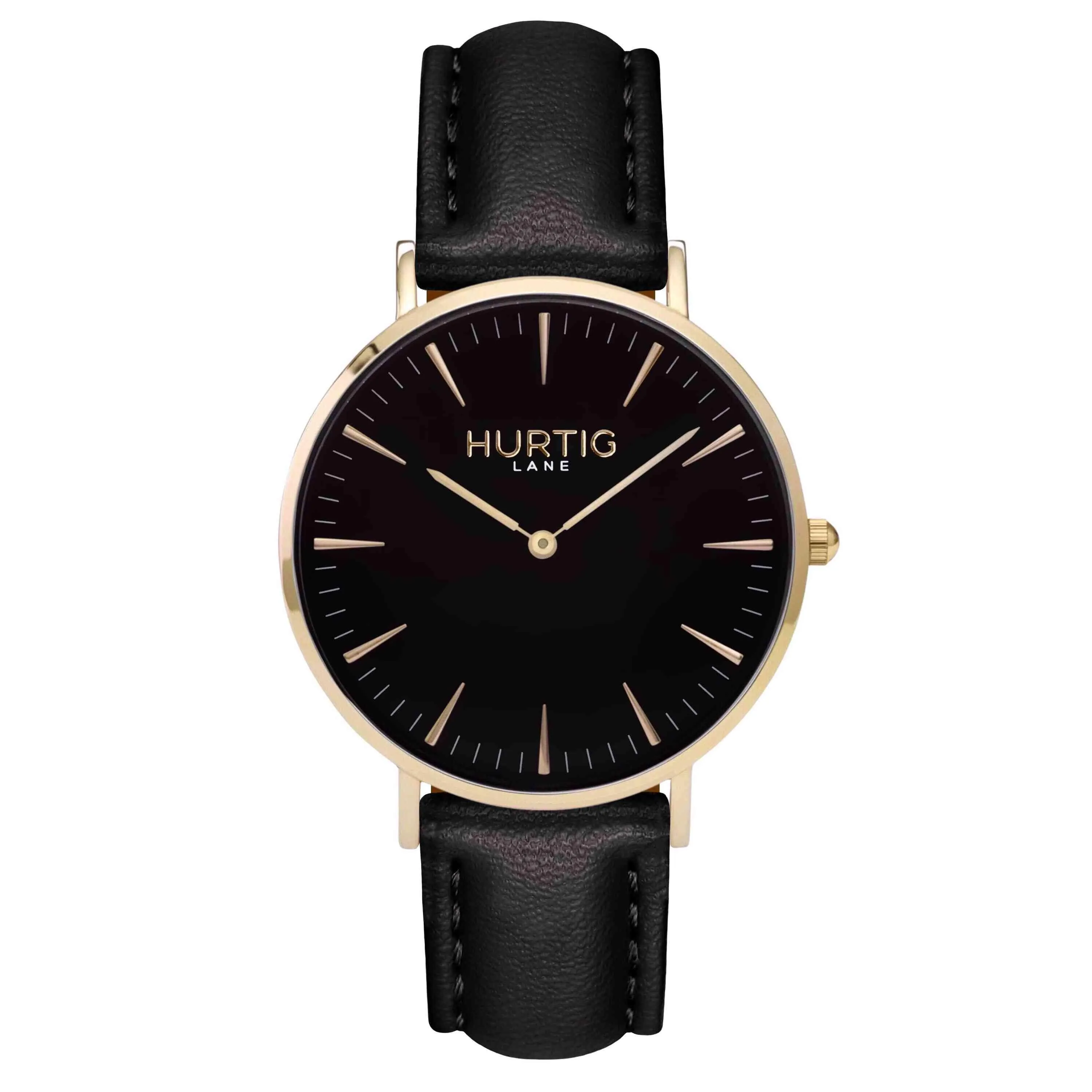 Mykonos Vegan Leather Watch Gold, Black & Coral