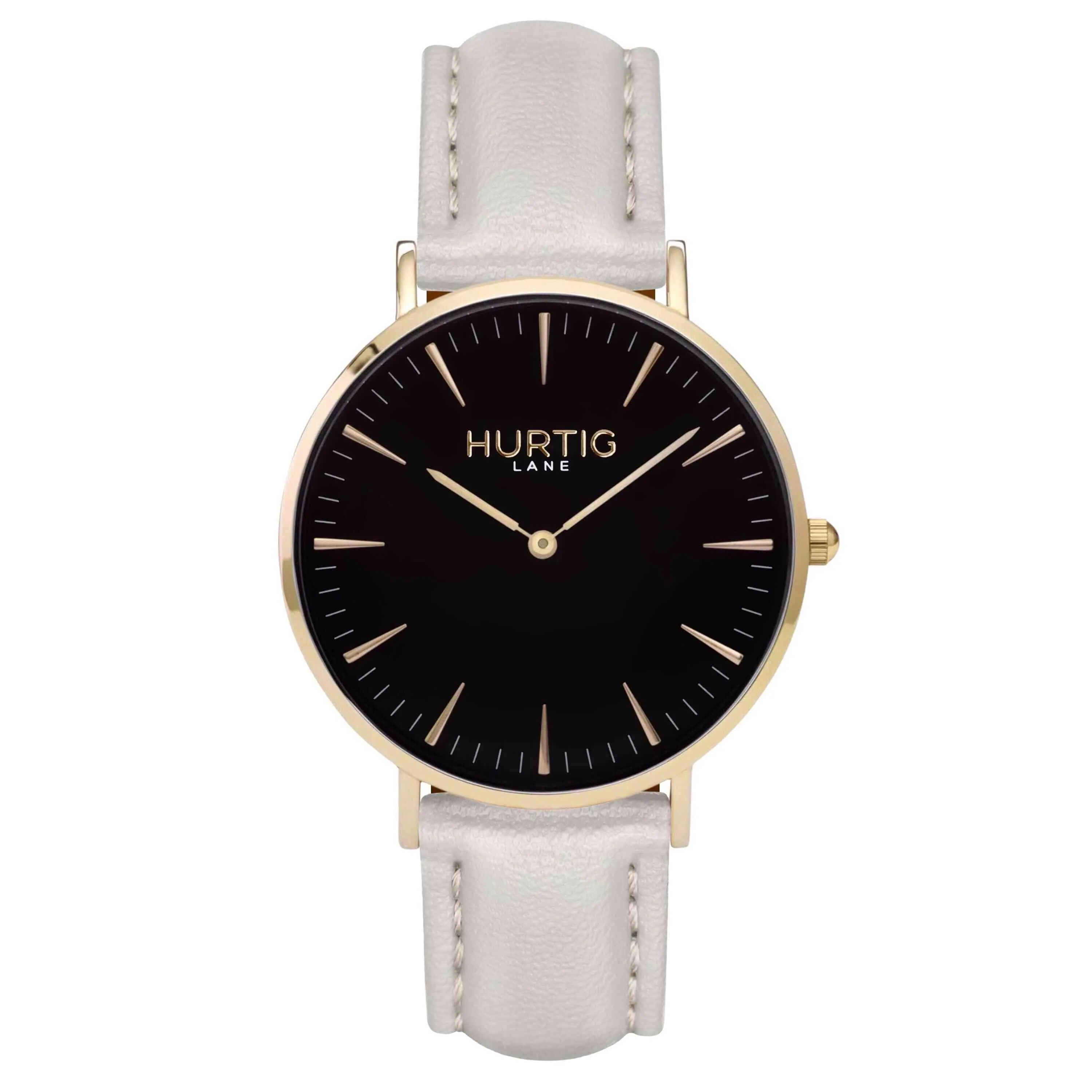 Mykonos Vegan Leather Watch Gold, Black & Coral