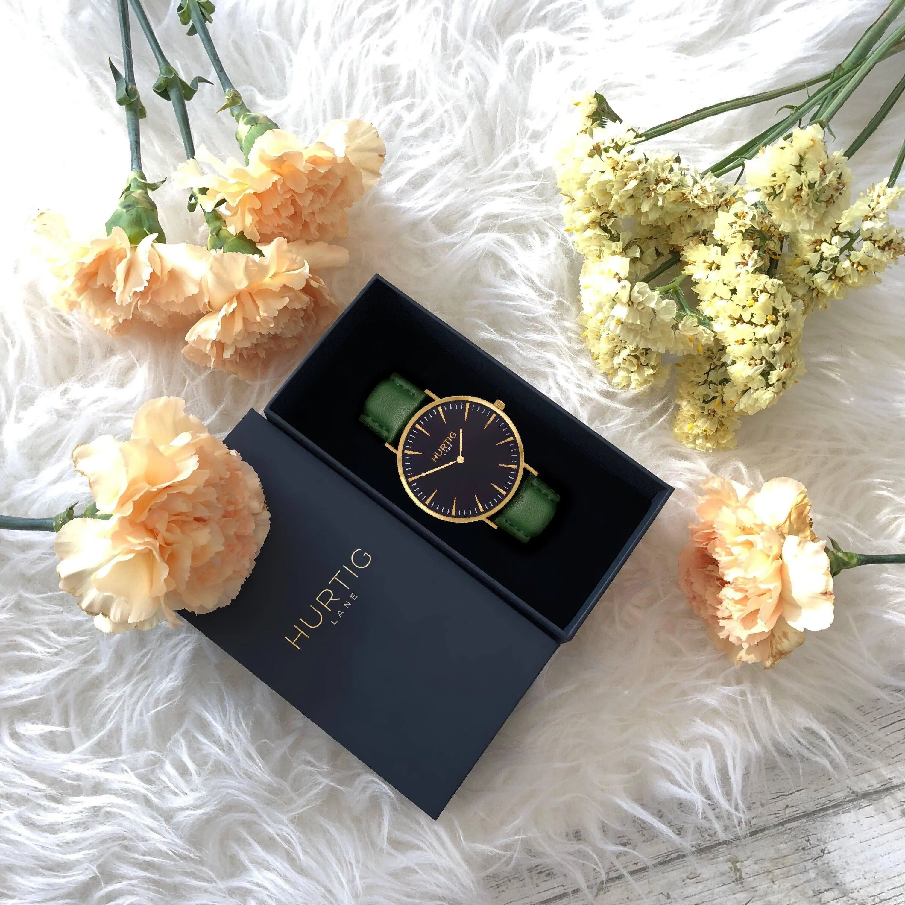 Mykonos Vegan Leather Watch Gold, Black & Green