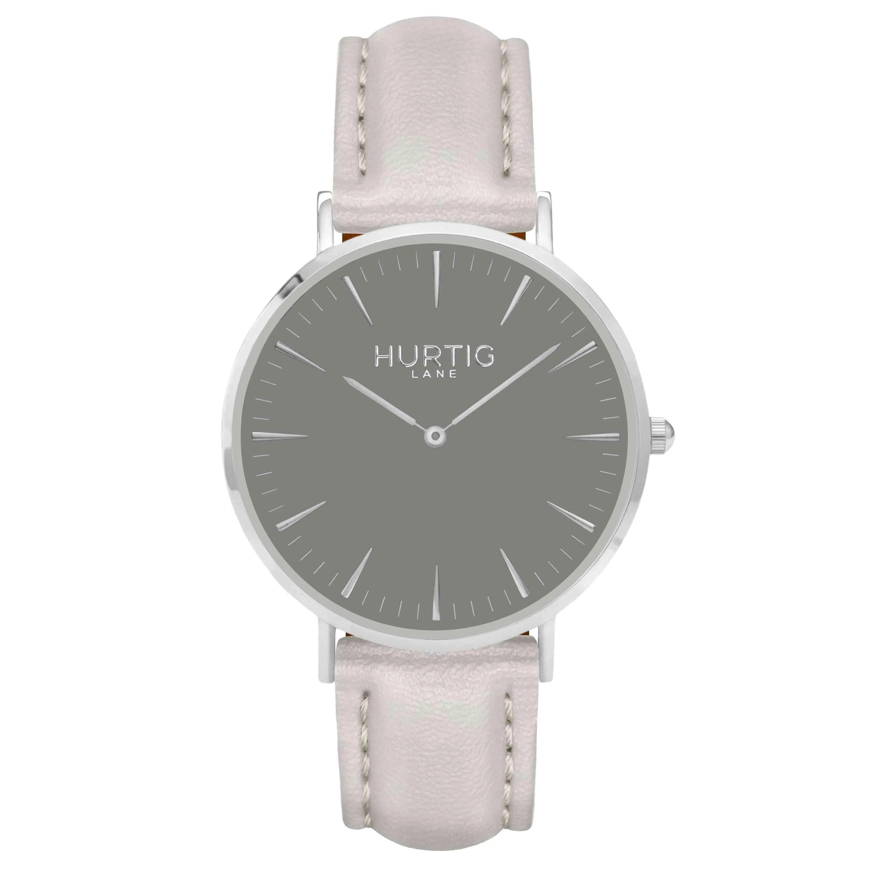 Mykonos Vegan Leather Watch Silver, Grey & Chestnut