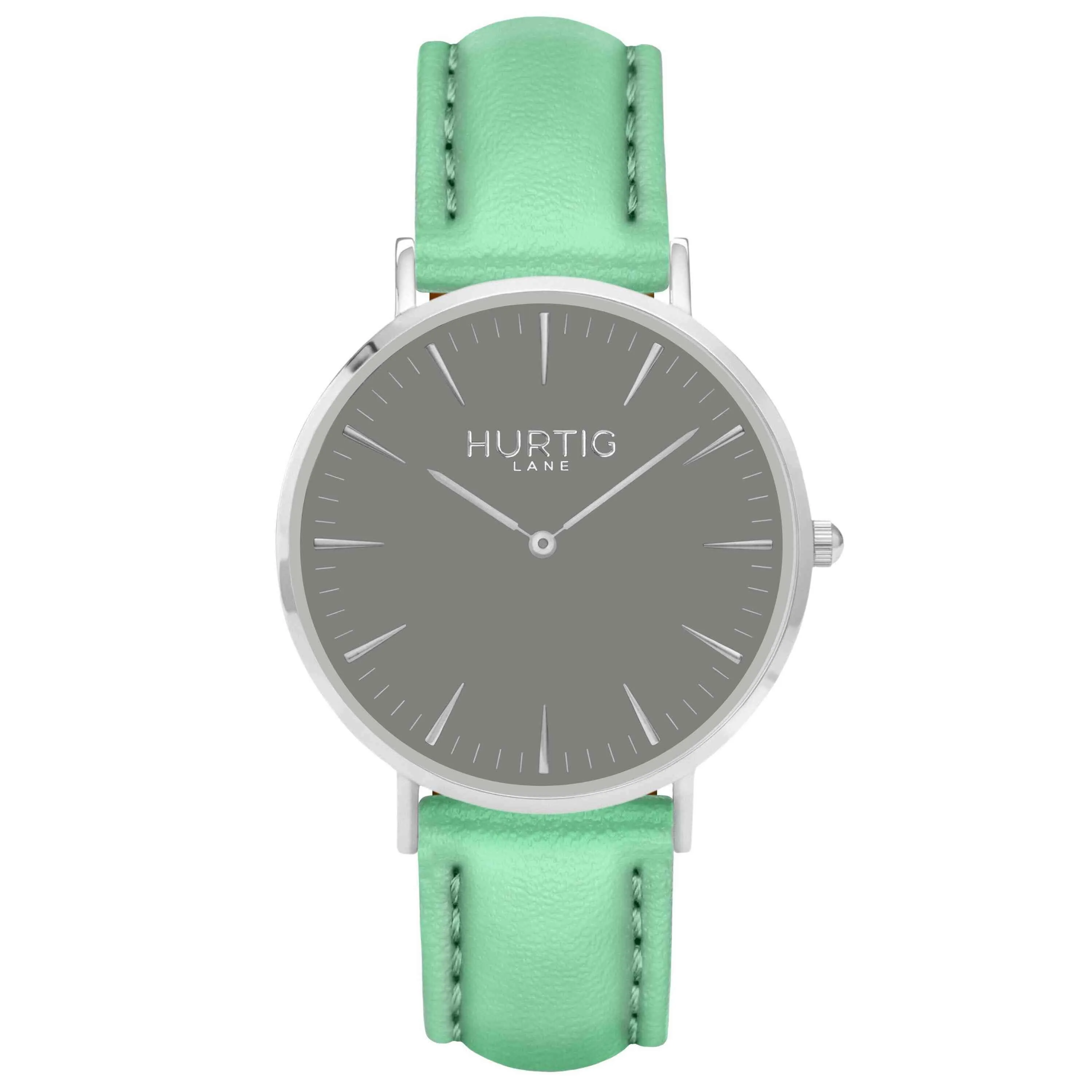 Mykonos Vegan Leather Watch Silver, Grey & Chestnut