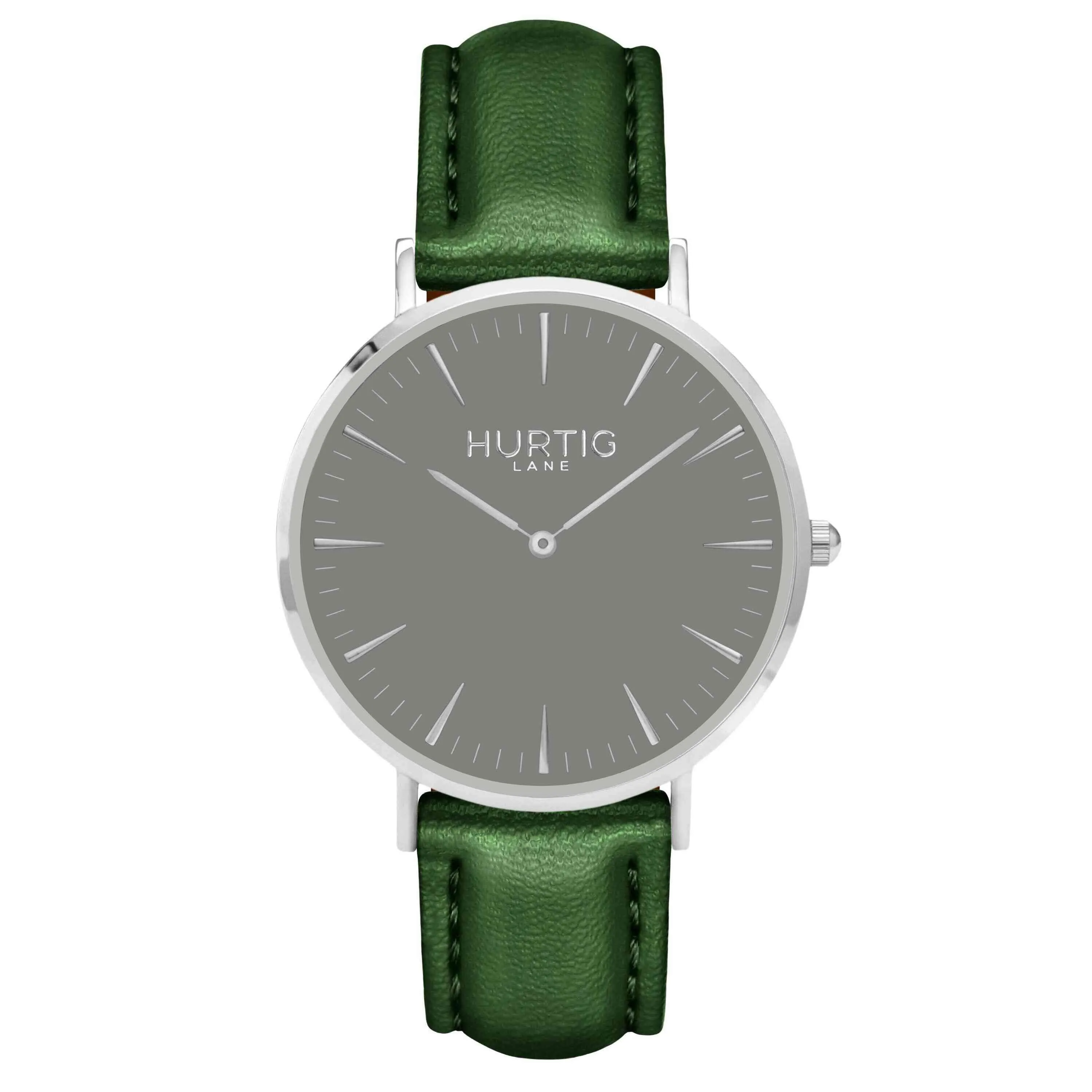 Mykonos Vegan Leather Watch Silver, Grey & Chestnut