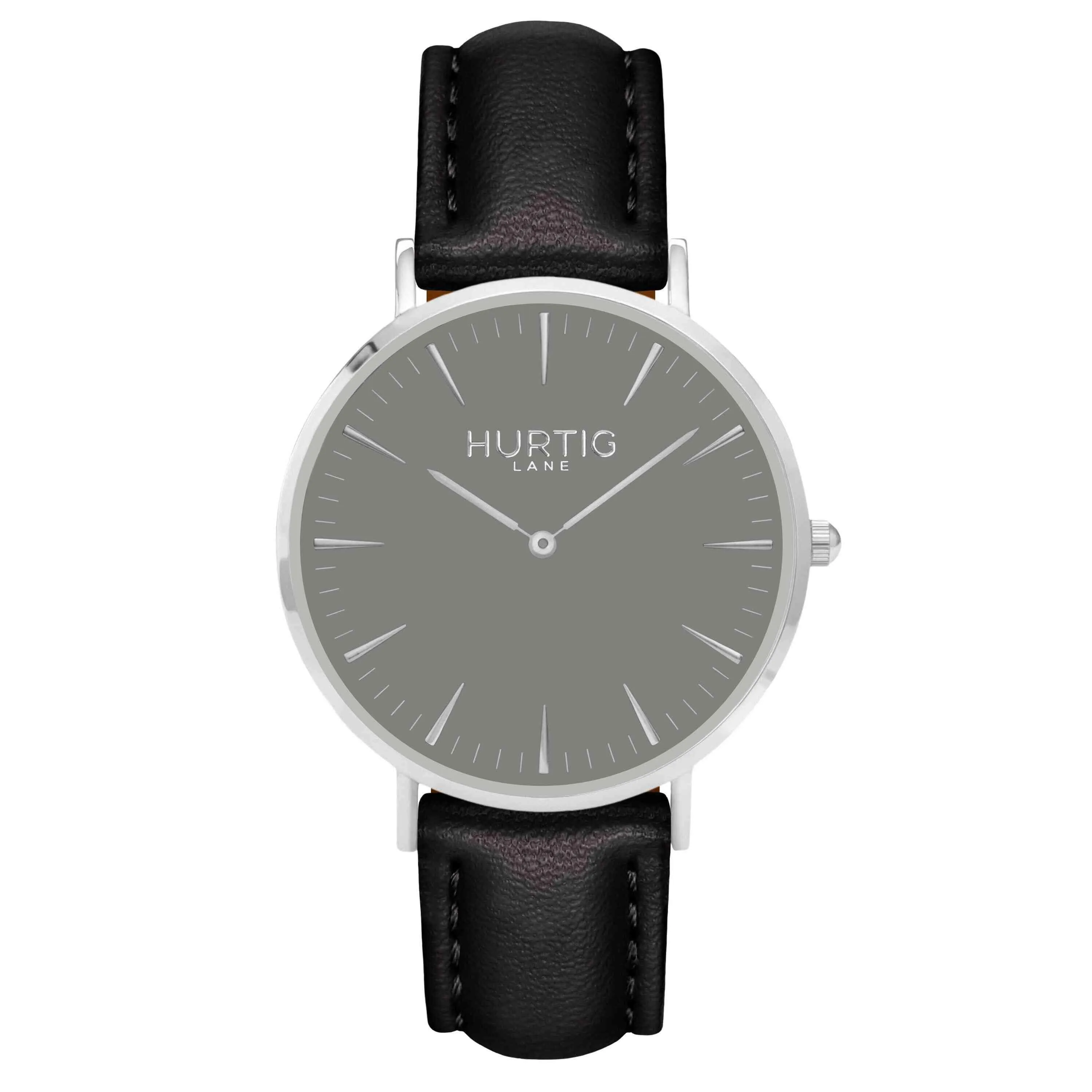 Mykonos Vegan Leather Watch Silver, Grey & Chestnut