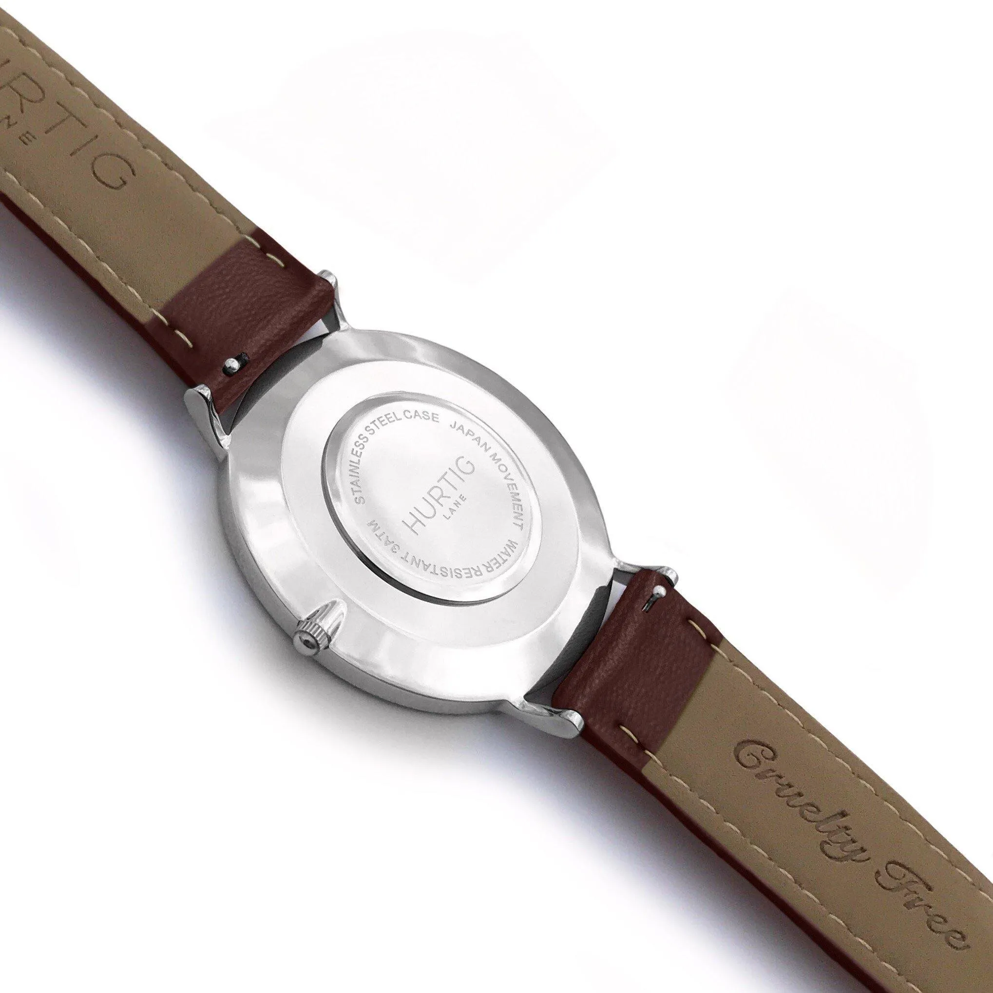 Mykonos Vegan Leather Watch Silver, Grey & Chestnut