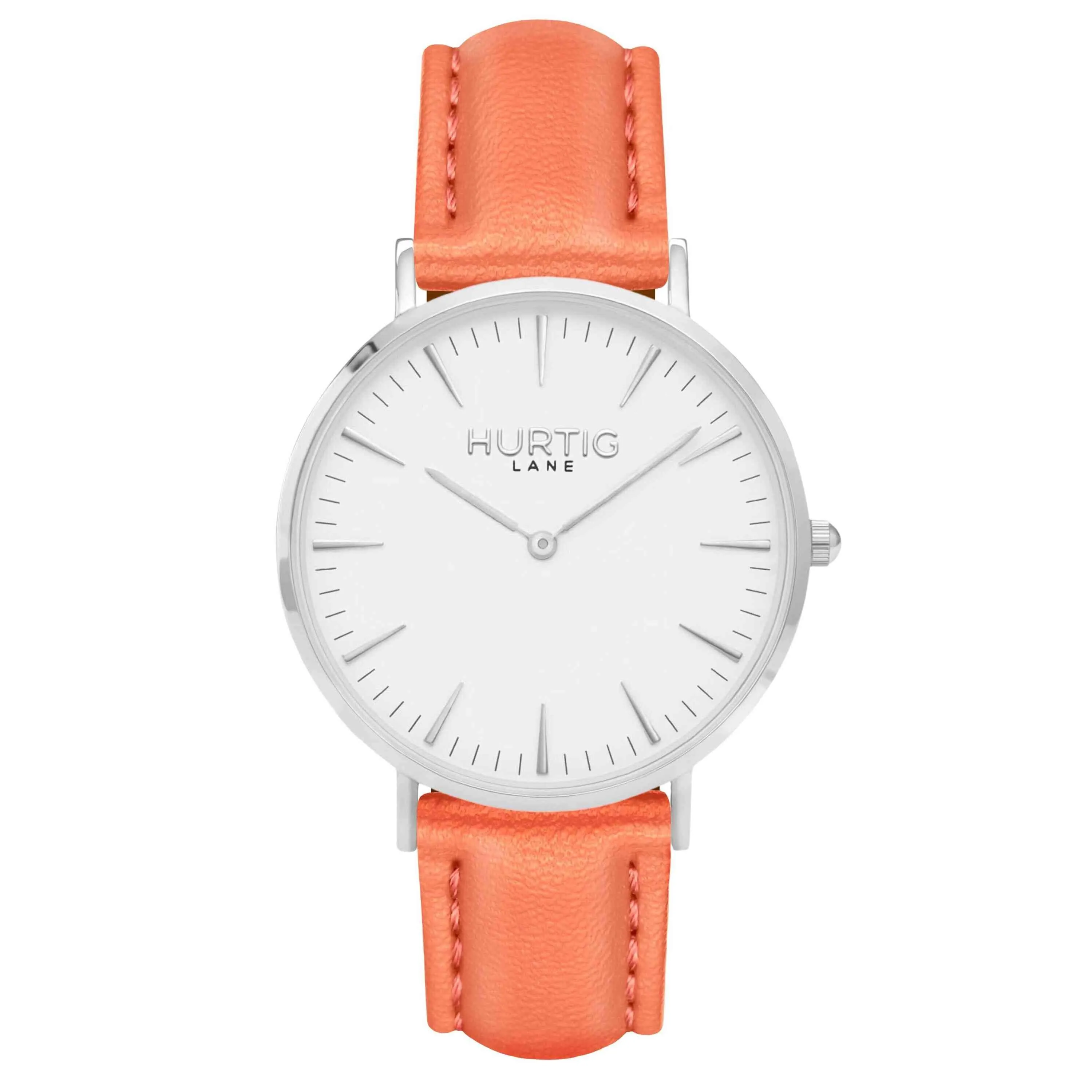 Mykonos Vegan Leather Watch Silver, White & Red