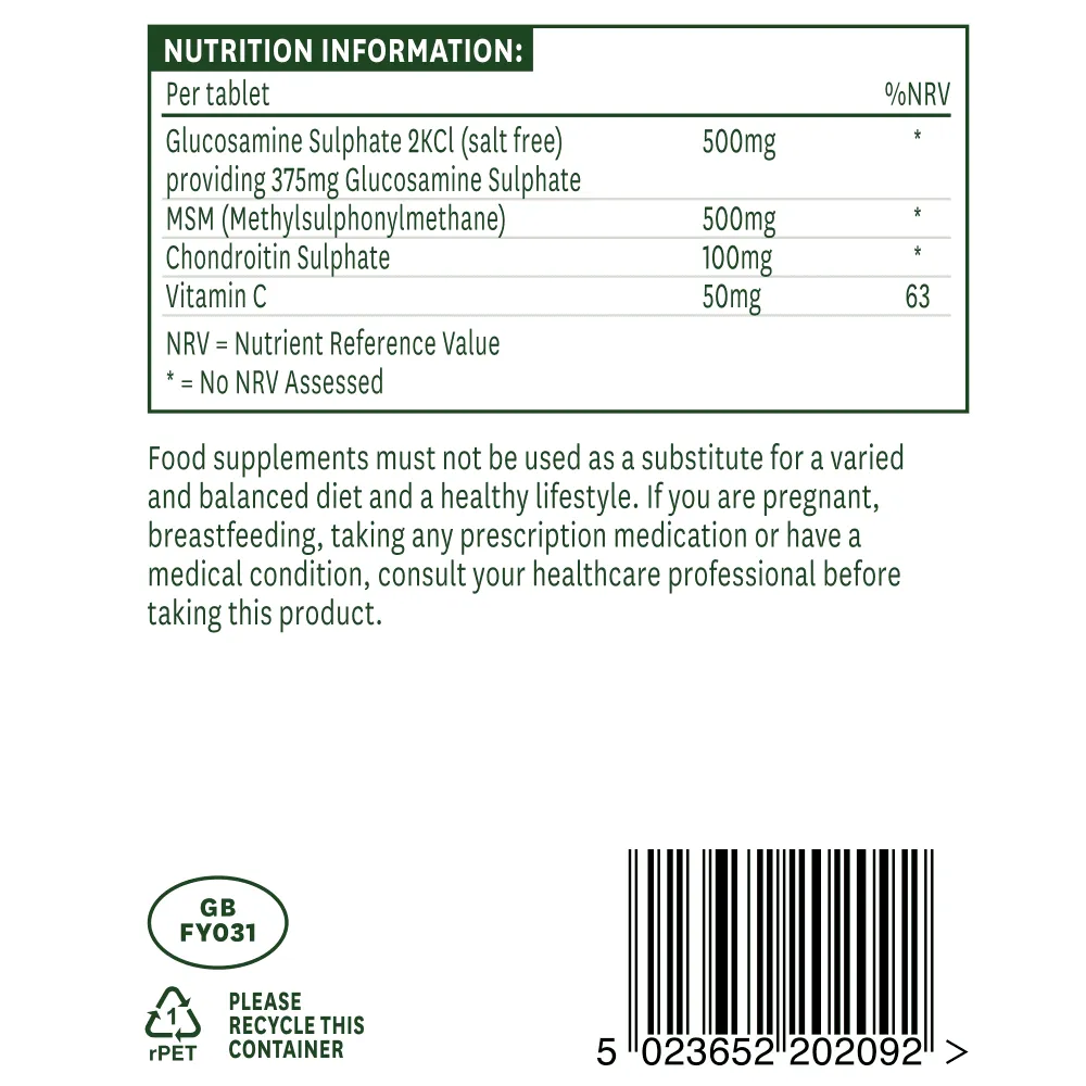 Natures Aid Glucosamine MSM & Chondroitin 90 Capsules