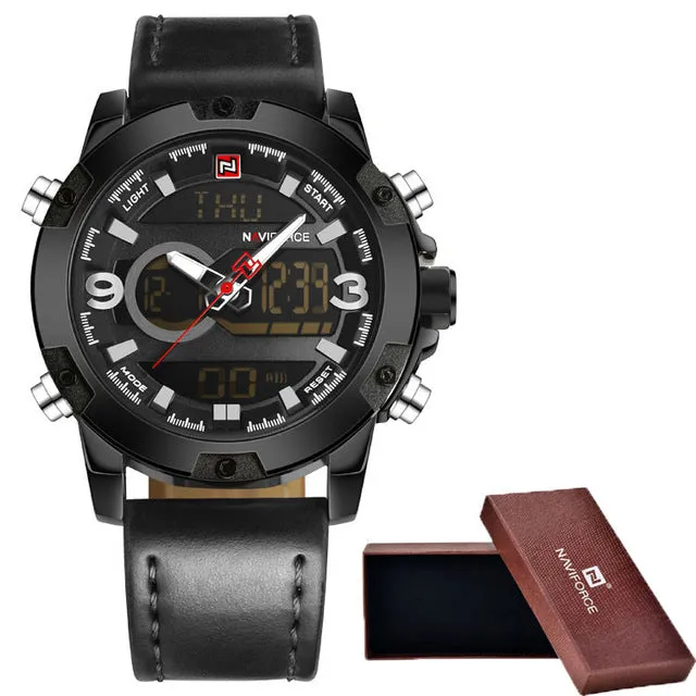 NAVIFORCE Men Sport Watches Top Luxury Brand LED Analog Clock