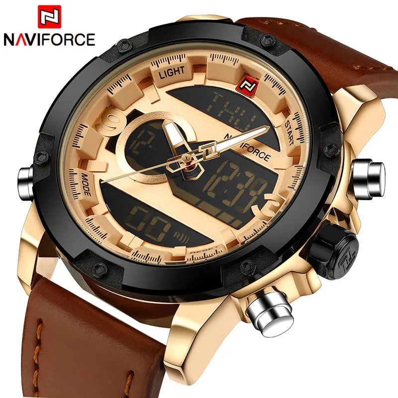 NAVIFORCE Men Sport Watches Top Luxury Brand LED Analog Clock