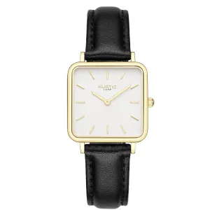 Neliö Square CACTUS Leather Watch Gold, White & Black