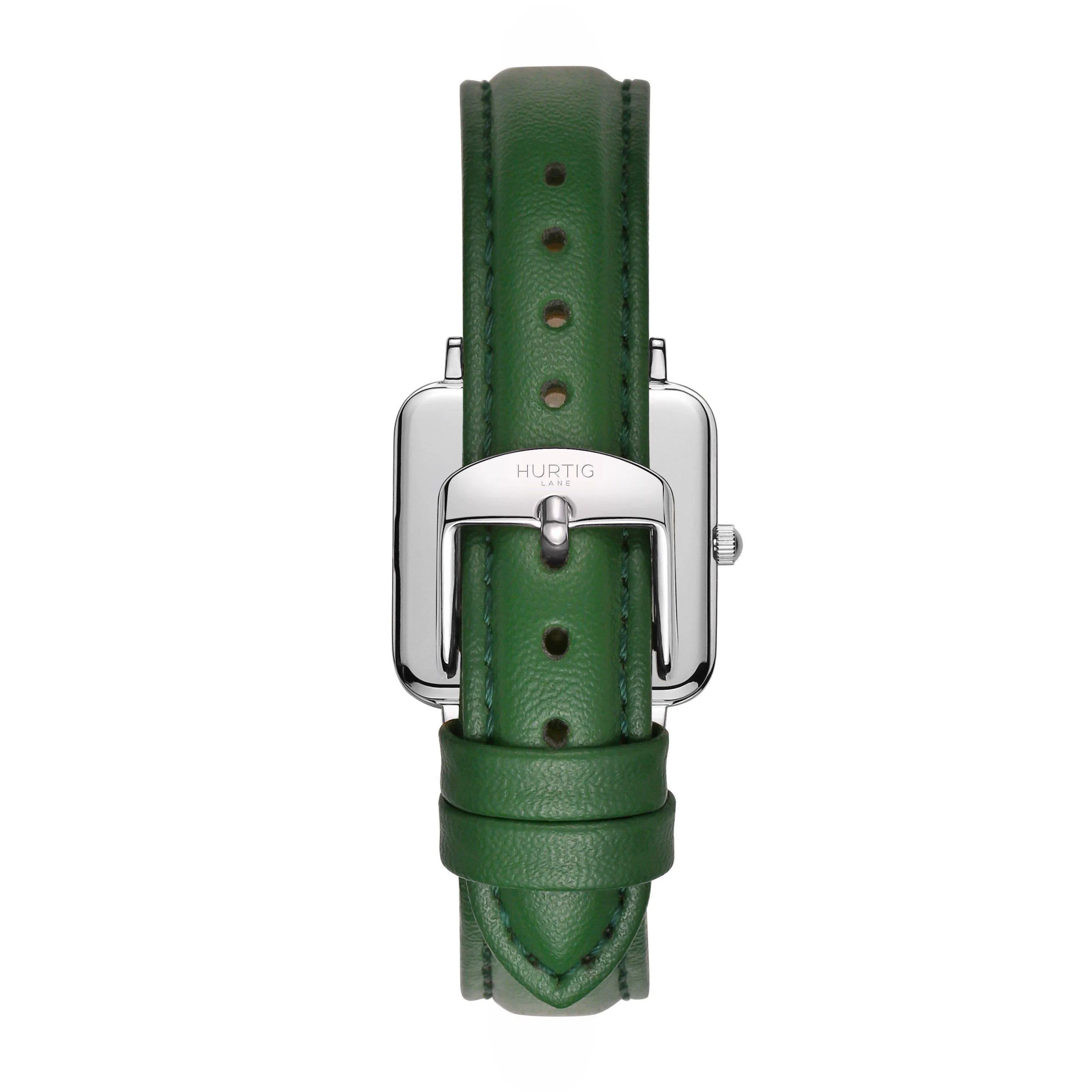 Neliö Square Vegan Leather Watch Silver, White & Green