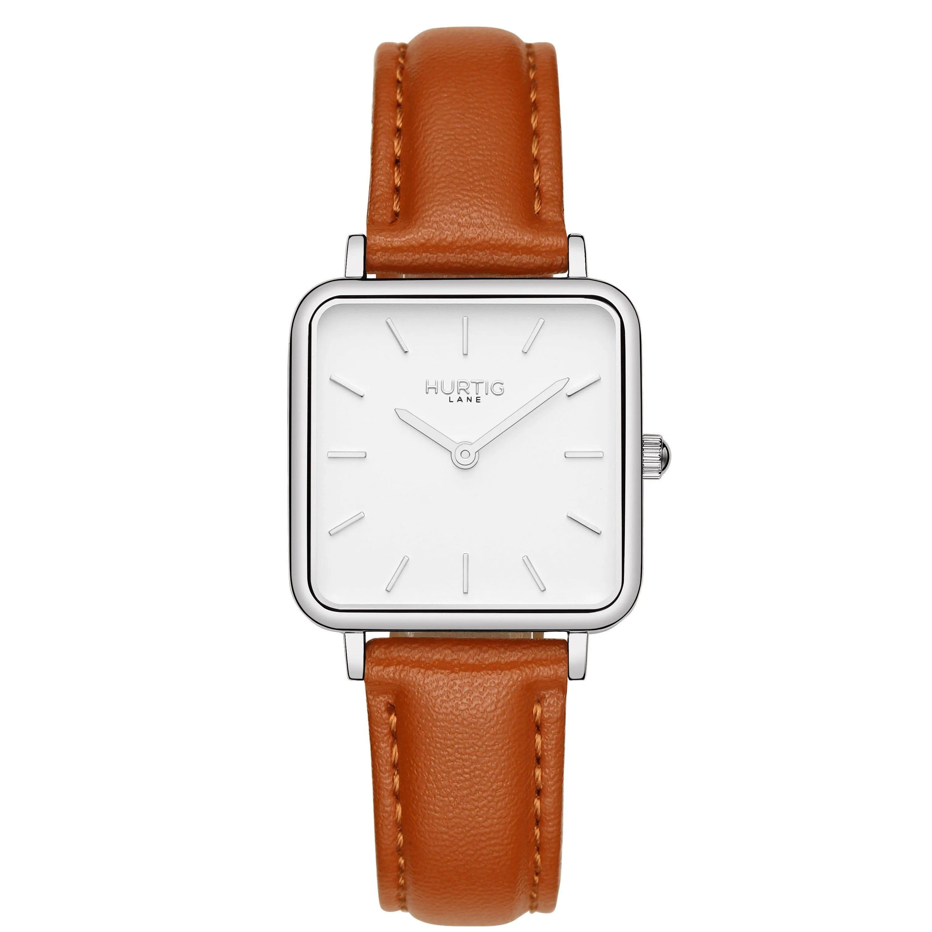 Neliö Square Vegan Leather Watch Silver, White & Green