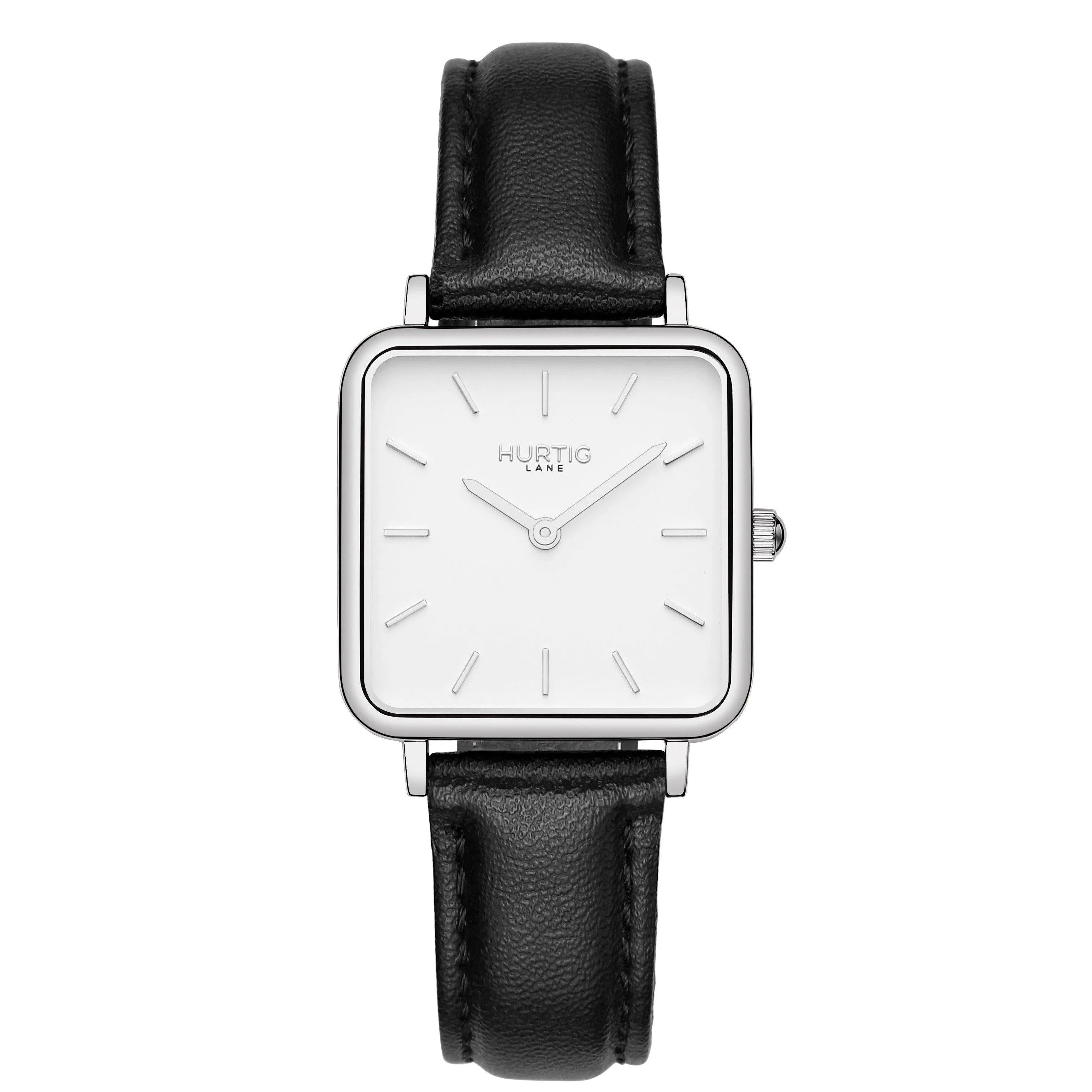 Neliö Square Vegan Leather Watch Silver, White & Green