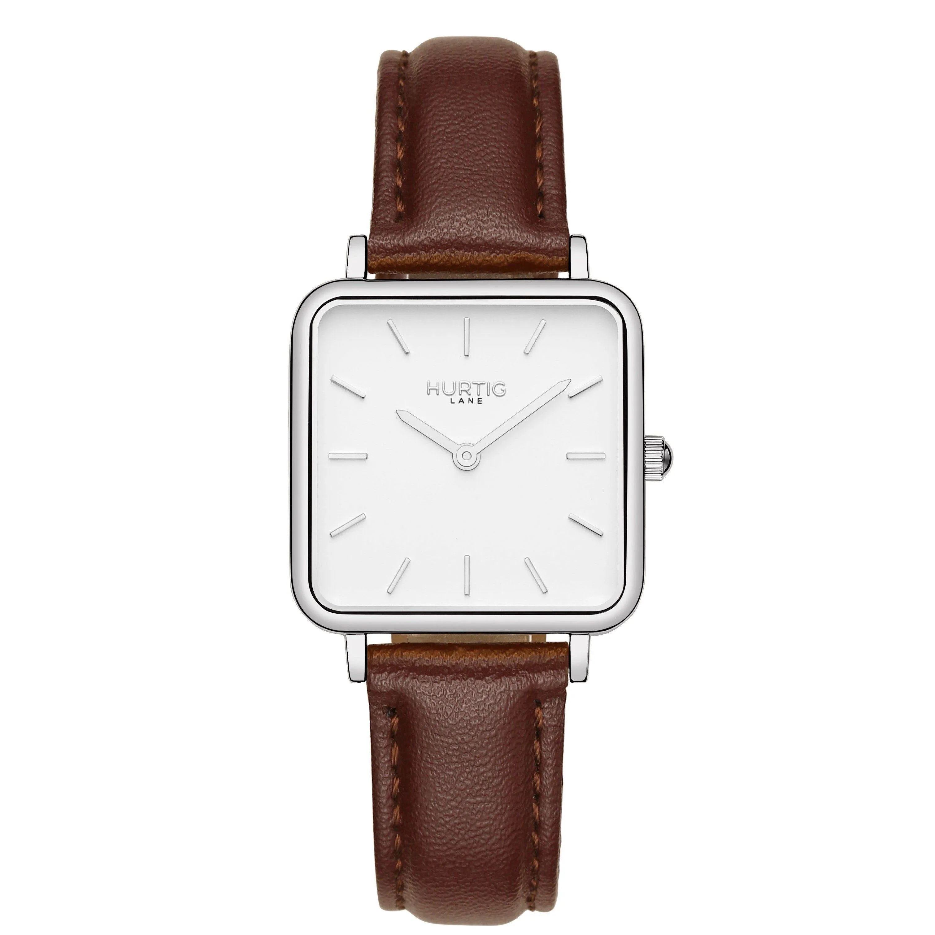 Neliö Square Vegan Leather Watch Silver, White & Green