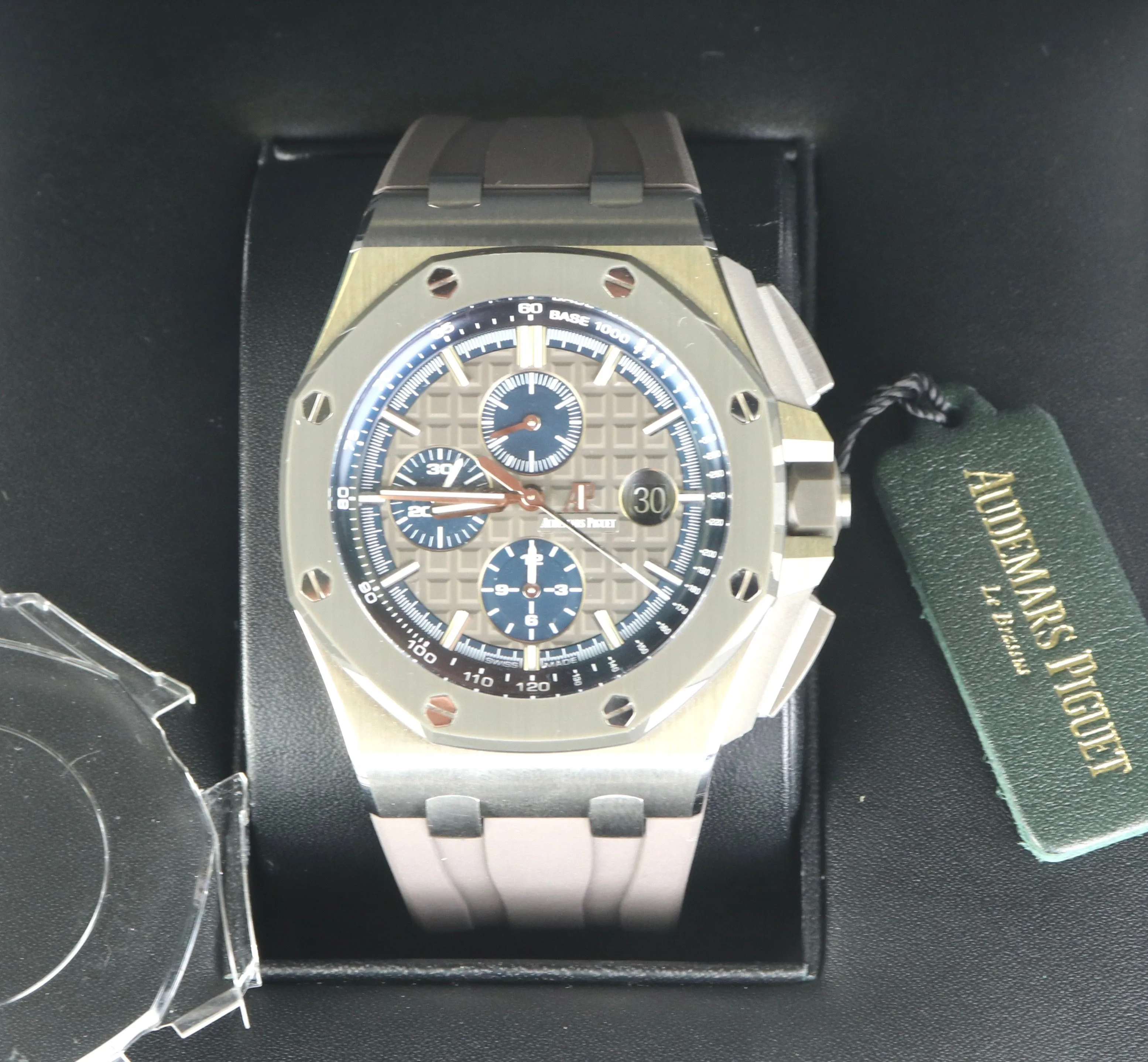 NEW Audemars Piguet AP Royal Oak Offshore Blue 44mm Titanium Grey Watch 26400IO