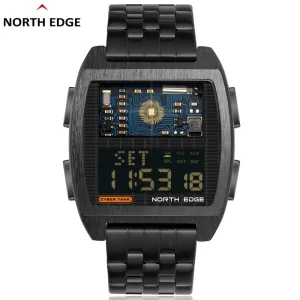 North Edge Cyber Tank Men's Smartwatch - Luminous Design, Alarm Clock & Stopwatch Function