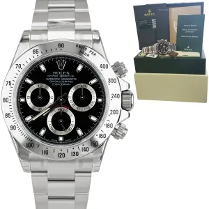 NOS BRAND NEW STICKERS Rolex Daytona Black 116520 40mm REHAUT FAT BUCKLE Watch