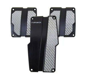 NRG PDL-100BK Brushed Aluminum Sport Pedal Black with Silver Carbon (Manual Transmission)