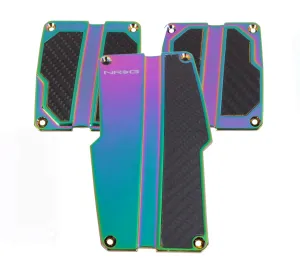 NRG PDL-100MC Brushed Aluminum Sport Pedal Neo Chrome with Black Carbon (Manual Transmission)