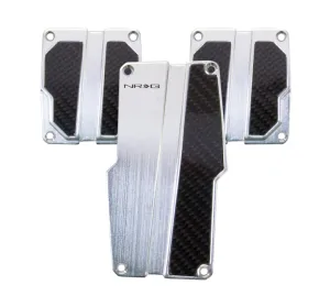 NRG PDL-100SL Brushed Aluminum Sport Pedal Silver with Black Carbon (Manual Transmission)