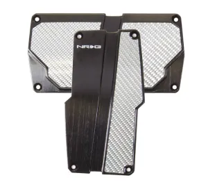 NRG PDL-150BK Brushed Aluminum Sport Pedal Black with Silver Carbon (Automatic Transmission)