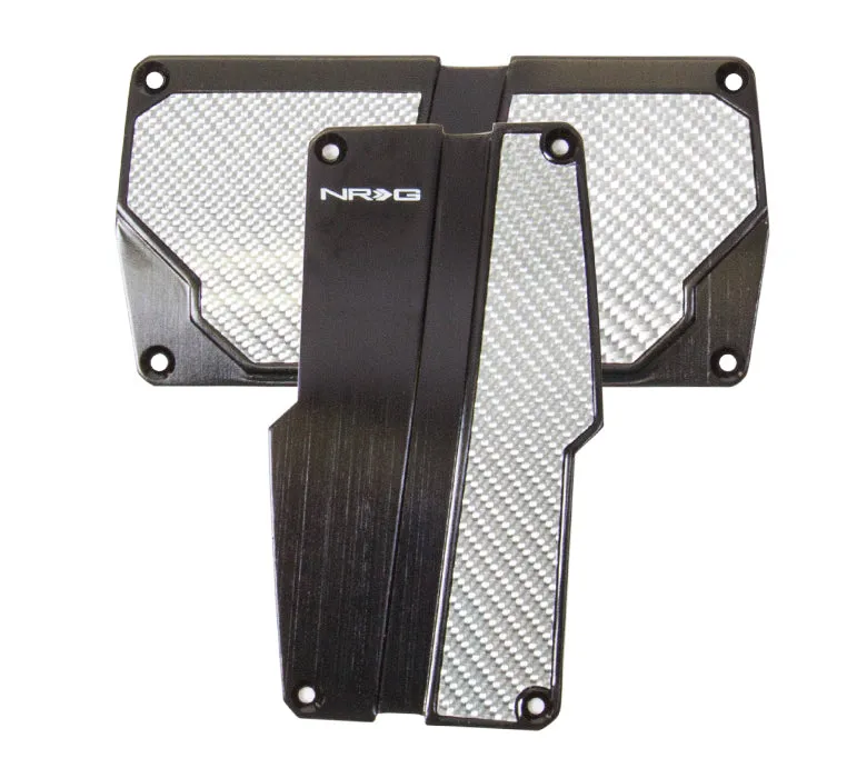 NRG PDL-150BK Brushed Aluminum Sport Pedal Black with Silver Carbon (Automatic Transmission)