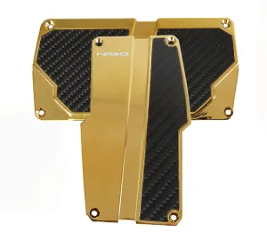 NRG PDL-150CG Brushed Aluminum Sport Pedal Chrome Gold with Black Carbon (Automatic Transmission)