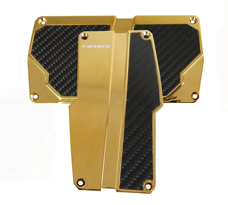 NRG PDL-150CG Brushed Aluminum Sport Pedal Chrome Gold with Black Carbon (Automatic Transmission)