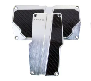 NRG PDL-150SL Brushed Aluminum Sport Pedal Silver with Black Carbon (Automatic Transmission)