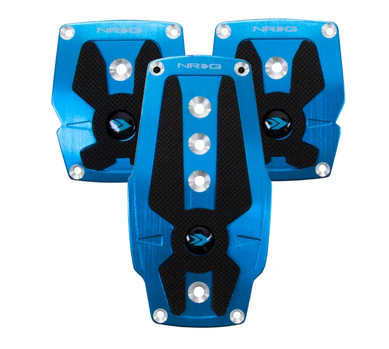 NRG PDL-200BL Brushed Blue Aluminum Sport Pedal with Black Rubber Inserts (Manual Transmission)