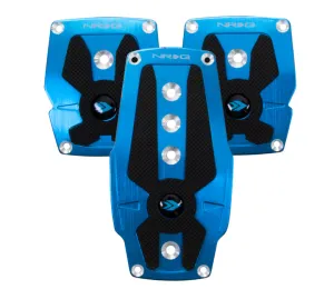 NRG PDL-200BL Brushed Blue Aluminum Sport Pedal with Black Rubber Inserts (Manual Transmission)