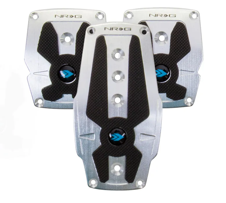 NRG PDL-200SL Brushed Silver Aluminum Sport Pedal with Black Rubber Inserts (Manual Transmission)