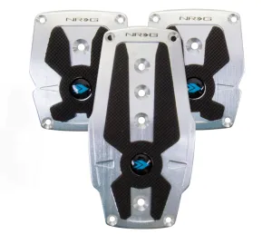 NRG PDL-200SL Brushed Silver Aluminum Sport Pedal with Black Rubber Inserts (Manual Transmission)