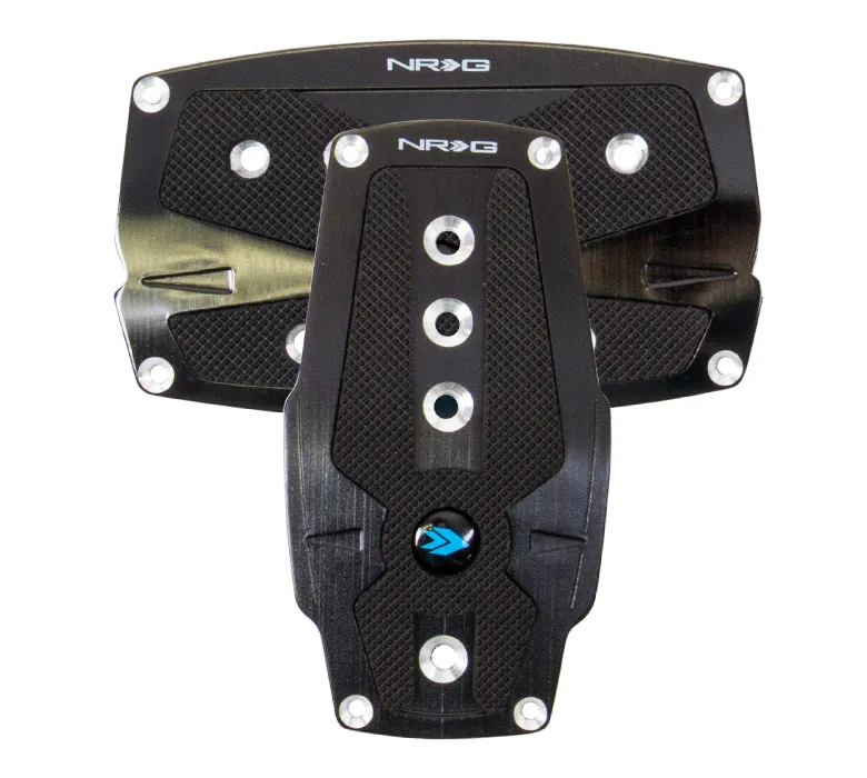 NRG PDL-250BK Brushed Black Aluminum Sport Pedal with Black Rubber Inserts (Automatic Transmission)