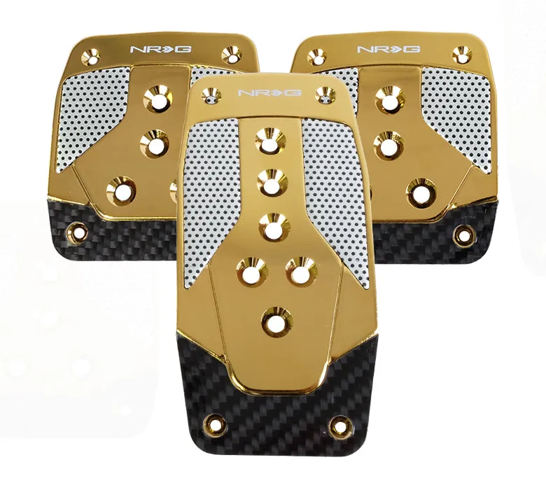 NRG PDL-400CG Aluminum Sport Pedal Chrome Gold with Black Carbon (Manual Transmission)