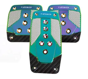 NRG PDL-400MC Aluminum Sport Pedal Neo Chrome with Black Carbon (Manual Transmission)
